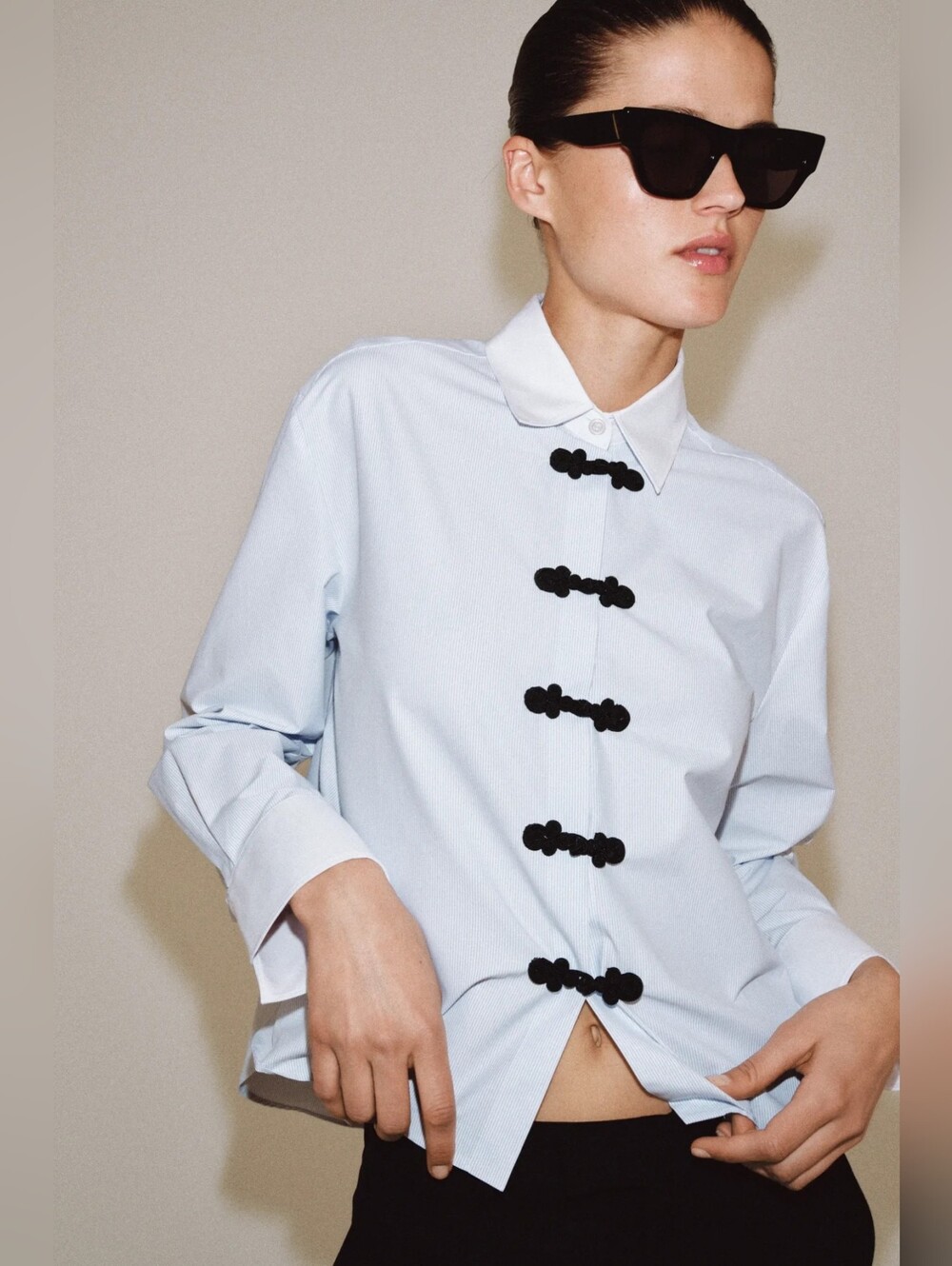 ZARA CONTRAST FROG CLASP SHIRT ZW COLLECTION
